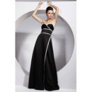 Satin Long Evening Dress/ Stylish Black A-Line Prom Dress
