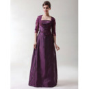 A-Line Long Evening Dress with Jacket/ Strapless Taffeta Prom Dress