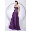 A-Line Organza Evening Dress/ Long Strapless Prom Dress