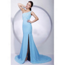 Mermaid Chiffon Evening Dress/ Long One Shoulder Prom Dress