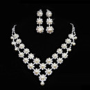 Crystal and Pearl Earring Necklace Set Wedding Bridal Jewelry Collection