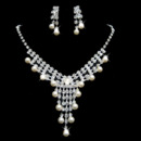 Crystal and Pearl Earring Necklace Set Wedding Bridal Jewelry Collection