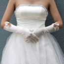 Elbow Satin Ivory Wedding Gloves with Bowknot