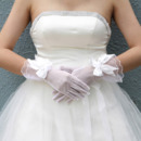 Tulle Wrist White Wedding Gloves with Bowknot