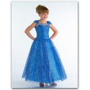 Beaded Blue Easter Girls Dresses/ Cap Sleeves Tulle Flower Girl Dresses