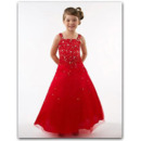 Red Square Easter Girls Dresses/ Beaded Tulle Flower Girl Dresses