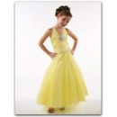 Daffidol Ankle Length Easter Girls Dresses/ Halter Beaded Flower Girl Dresses