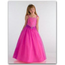 Fuchsia Floor Length Easter Girls Dresses/ Organza Beaded Flower Girl Dresses