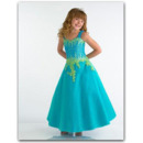 Blue Embroidery Easter Girls Dresses/ Sweetheart Satin Flower Girl Dresses