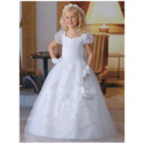 Affordable Ball Gown Bubble Sleeves Long First Communion Dresses