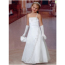 Custom Princess Spaghetti Straps Long Satin First Communion Dresses