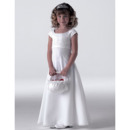 Empire Cap Sleeves Satin First Holy Communion Dresses