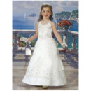 Inexpensive Adorable Halter Floor Length Satin First Communion Dresses