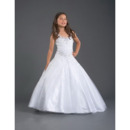White Organza Full Length First Communion Dresses/ Flower Girl Dresses