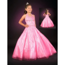 Tulle Embroidery Bubble Skirt Pink Easter Girls Dresses/ Flower Girl Dresses