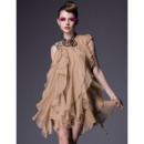Chic Tiered Short Holiday Dresses/ Asymmetric Silk Homecoming Dresses