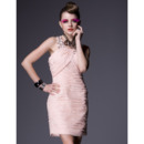 Pleated Short Holiday Dresses/ Designer Pink Column Homecoming Dresses