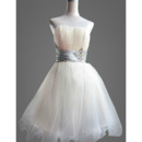 Affordable A-Line Strapless Short Tulle Homecoming/ Party Dresses