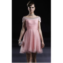 A-Line Short Holiday Dresses/ Designer Pink Organza Homecoming Dresses