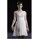 One Shoulder Short Cocktail Dresses/ A-Line White Chiffon Party Dresses