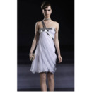 White Chiffon Short Cocktail Dresses/ Sheath One Shoulder Party Dresses