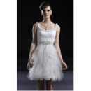 Ruffled Organza Short Cocktail Dresses/ Inexpensive A-Line White Party Dresses