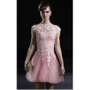 Applique Pink Short Cocktail Dresses/ A-Line Organza Party Dresses