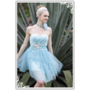 Blue Sweetheart Short Cocktail Dresses/ Sheath Applique Organza Party Dresses