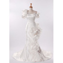 Fall One Shoulder Mermaid Wedding Dresses/ Affordable Taffeta Church Bridal Gowns