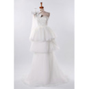 Discount One Shoulder A-Line Wedding Dresses/ Elegant Floor Length Church Bridal Gowns