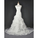 Discount Organza Mermaid Wedding Dresses/ Elegant Floor Length Church Bridal Gowns