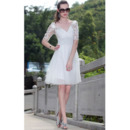 Top Stylish A-Line V-Neck Organza Knee Length Short Wedding Dresses/ Bridal Dresses