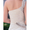 Custom Sheath One Shoulder Floor Length Chiffon Wedding Dresses