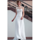 Discount Elegant Sheath Round Neck Floor Length Chiffon Wedding Dresses