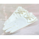 Wrist Elastic Satin Ivory Flower Girl/ First Communion Gloves