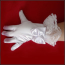 Wrist Elastic Satin Lace White Flower Girl/ First Communion Gloves