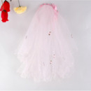 White/ Pink Organza Flower Girl Veils with Bows