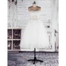 Affordable A-Line Strapless Organza Short Reception Wedding Dresses