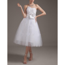 Summer Strapless A-Line Beaded Short Beach Wedding Dresses