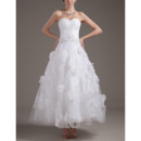 Elegant A-Line Applique Tea Length Reception Wedding Dresses
