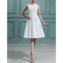Inexpensive Custom A-Line Taffeta Lace Short Reception Wedding Dresses