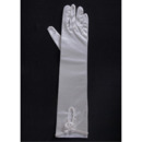 Elbow Jersey Ivory Wedding Gloves with Beads