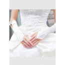 Elbow Satin White Wedding Gloves with Bows