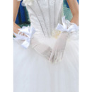 Elbow Yarn Ivory Wedding Gloves with Bows