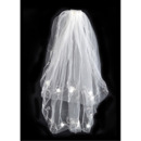 2 Layers Fingertip with Flowers Ivory Wedding Veils