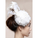 Stunning White Tulle Fascinators with Feather for Brides
