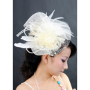 Chic White Netting Tulle Fascinators with Feather for Brides