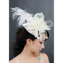 Chic White Organza Fascinators with Feather for Brides