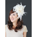 Stunning White Satin Chiffon Tulle Fascinators with Feather for Brides