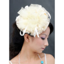 Chic White Lace Tulle Fascinators with Beads for Brides